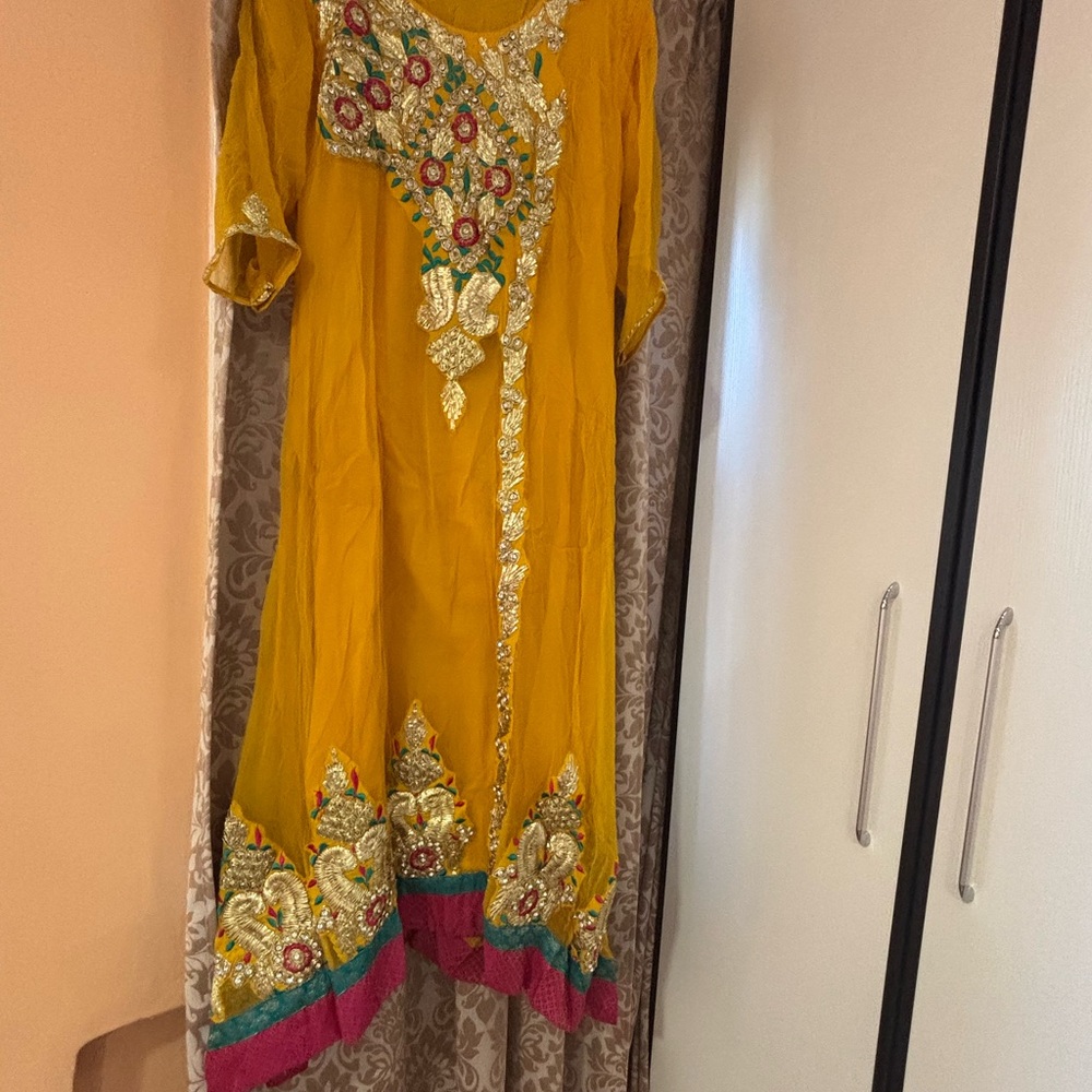 Pakistani/indianEmbroidered Yellow Dress